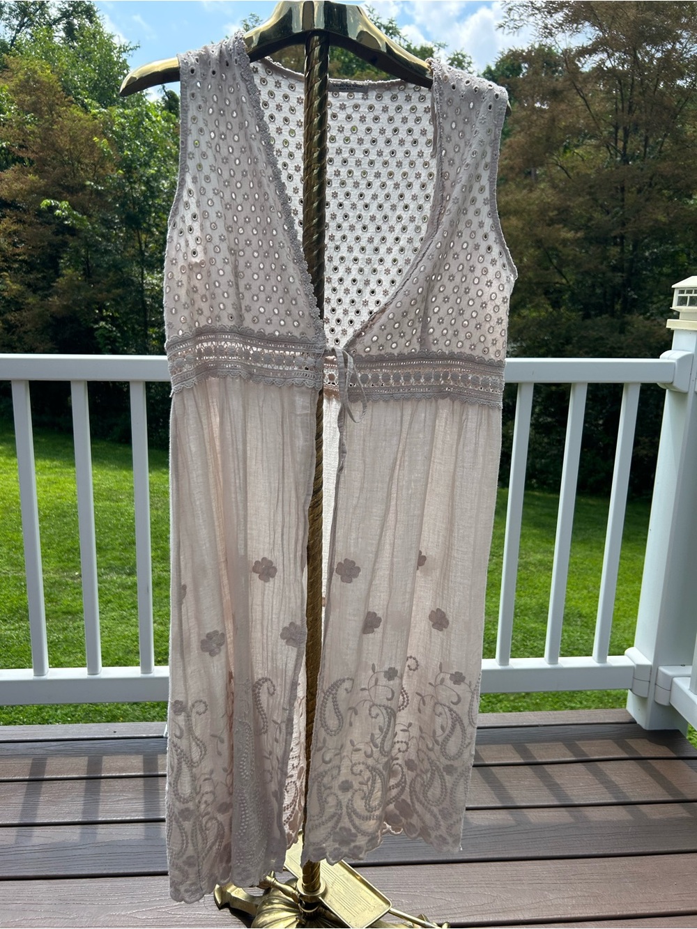 Valentina Naldi Embroidered Eyelet Top in beige